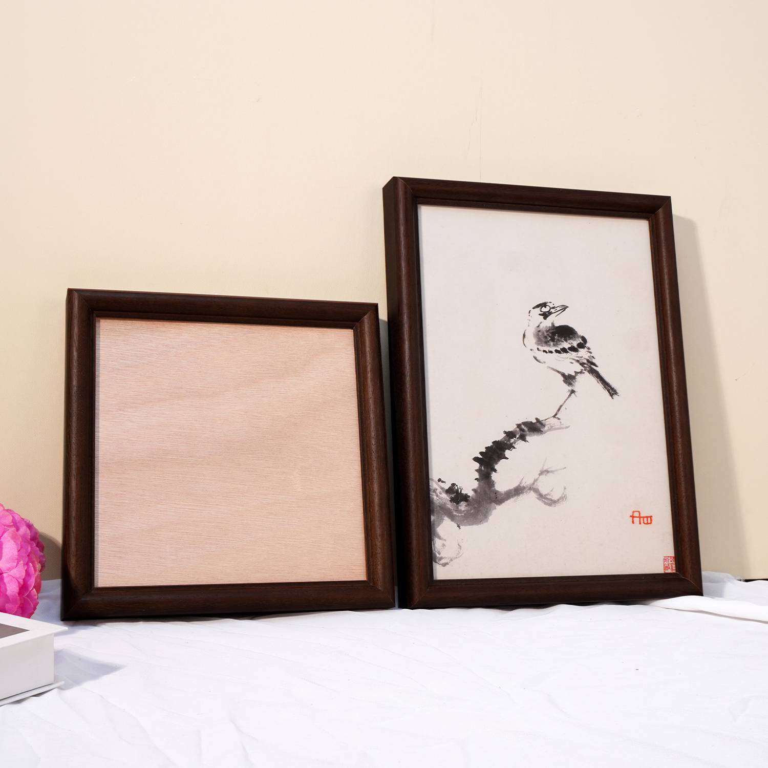 中式圆边黑胡桃色画框 (型号35200523-BR）
